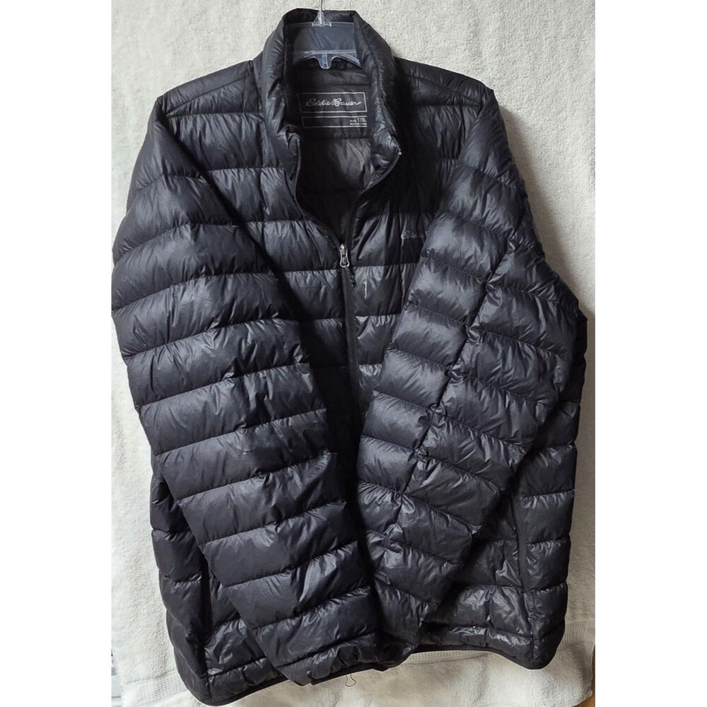 Eddie Bauer CirrusLite Down Jacket Men's Tall XXL Black Puffer 2018 Repaired